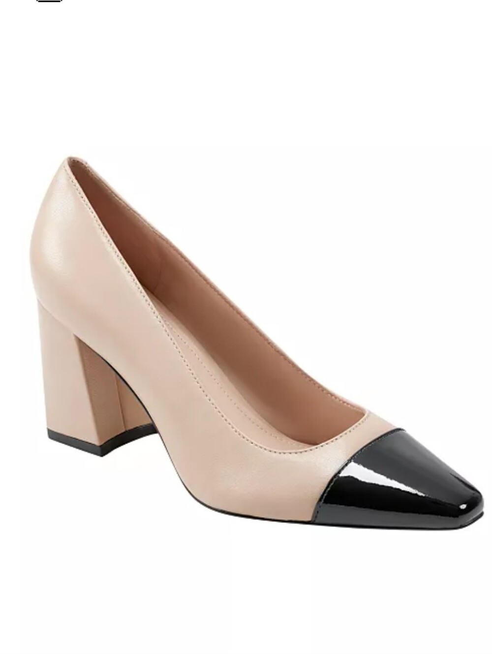 Marc Fisher NEW Size 8.5: Two-Tone Block Heel Pumps - Nude with Black Cap Toe